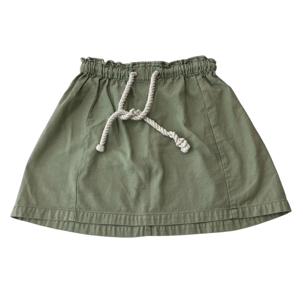 J. Crew Khaki Olive‎ Green Pull On Tie Waist Skirt-AY928